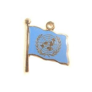 Vintage Light Blue Enamel Sterling Silver United Nations Flag Charm*925